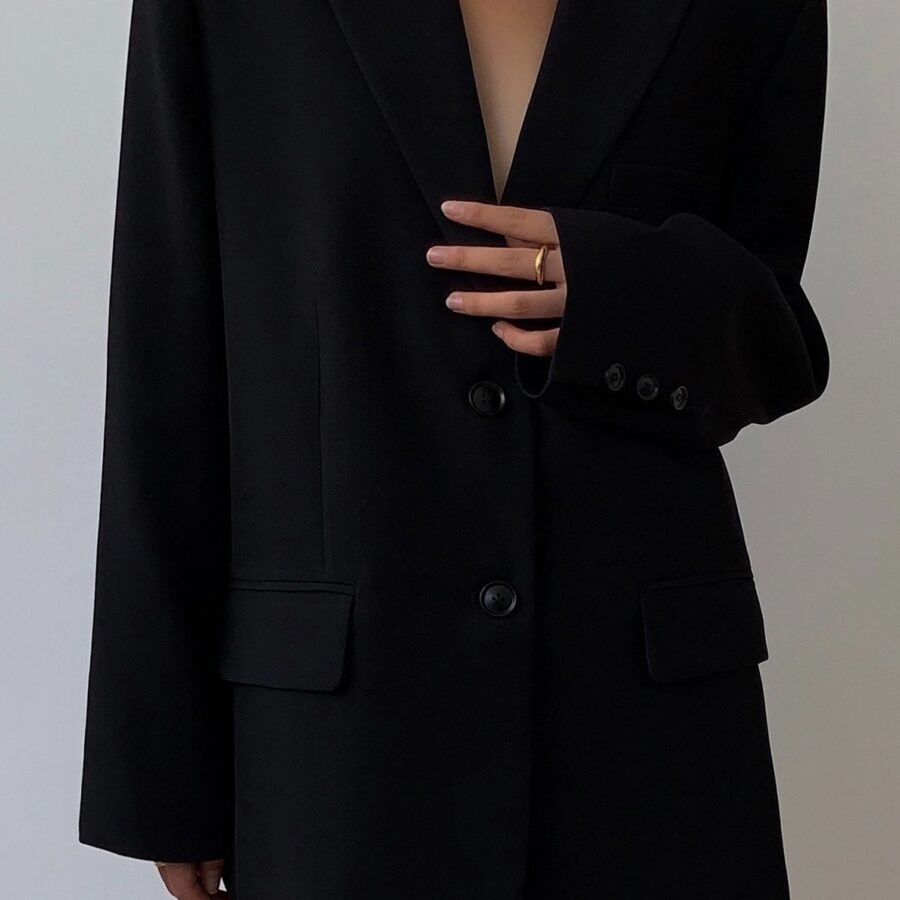 Black Slouchy Retro Style Blazer