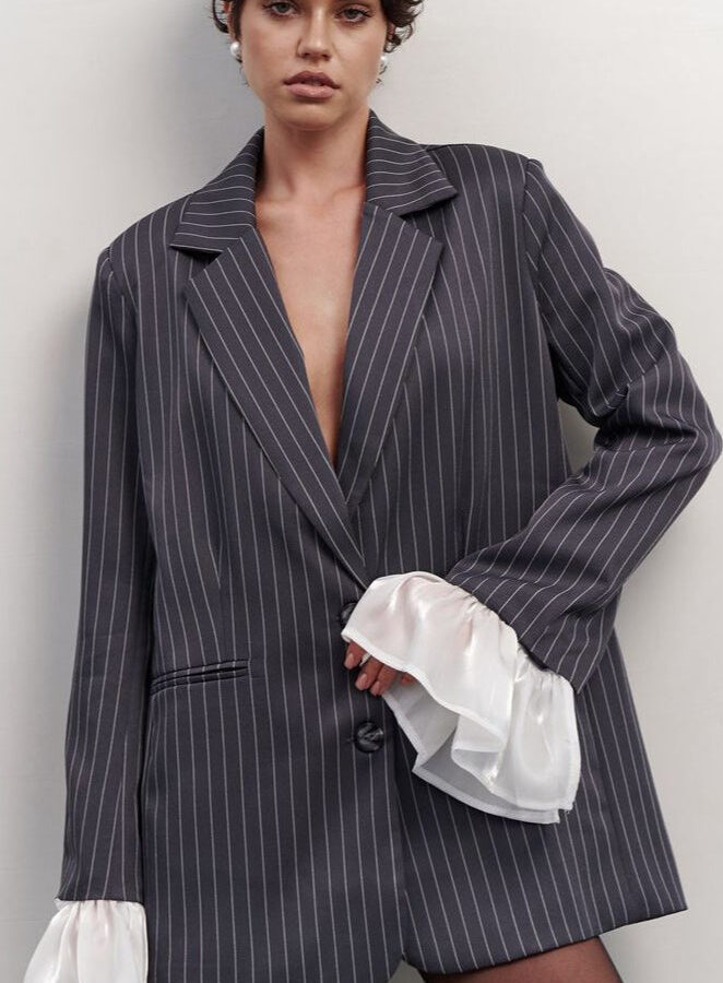 Vintage Striped Patchwork Blazer